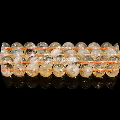 Hình dạng hình tròn tự nhiên Ngọc trai hạt tinh thể Quartz tinh thể Citrine Amethyst Sợi lỏng cho đồ trang sức DIY