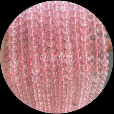 hình tròn hạt đá quý Rose Quartz và Quartz dâu tây Loose Bead Strands cho vòng tai