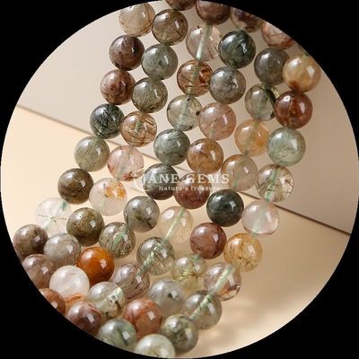 hình tròn hạt đá quý Rose Quartz và Quartz dâu tây Loose Bead Strands cho vòng tai