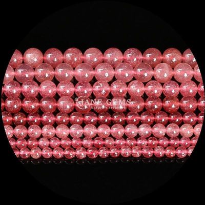 hình tròn hạt đá quý Rose Quartz và Quartz dâu tây Loose Bead Strands cho vòng tai