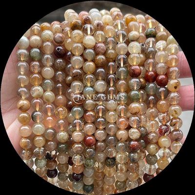 hình tròn hạt đá quý Rose Quartz và Quartz dâu tây Loose Bead Strands cho vòng tai