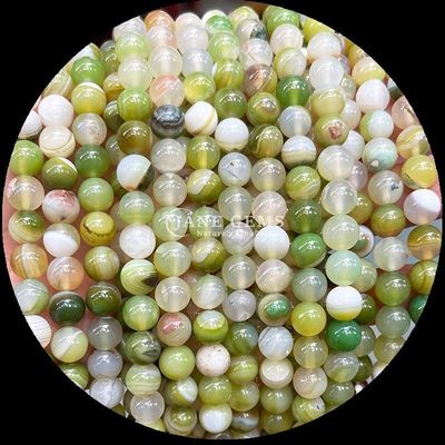Hình dạng tròn đá quý màu đỏ dải Agate màu xanh lá cây dải Agate tự nhiên lỏng lỏng hạt dây đeo cho vòng tai DIY làm đồ trang sức