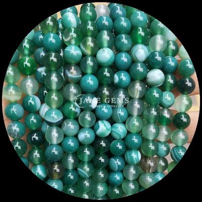 Hình dạng tròn đá quý màu đỏ dải Agate màu xanh lá cây dải Agate tự nhiên lỏng lỏng hạt dây đeo cho vòng tai DIY làm đồ trang sức
