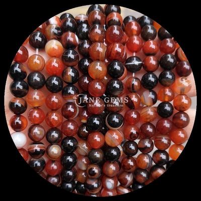 Nhiều màu cắt tròn hạt đá quý màu vàng xanh dải Agate cho DIY làm đồ trang sức và chữa bệnh vòng tay