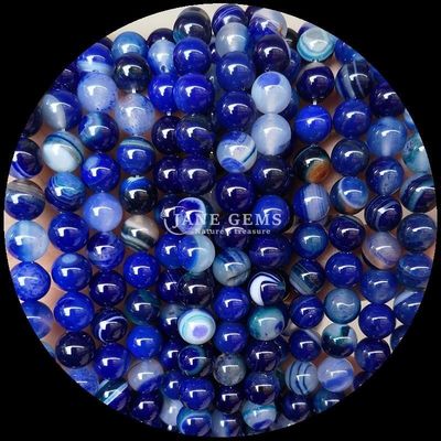 Nhiều màu cắt tròn hạt đá quý màu vàng xanh dải Agate cho DIY làm đồ trang sức và chữa bệnh vòng tay