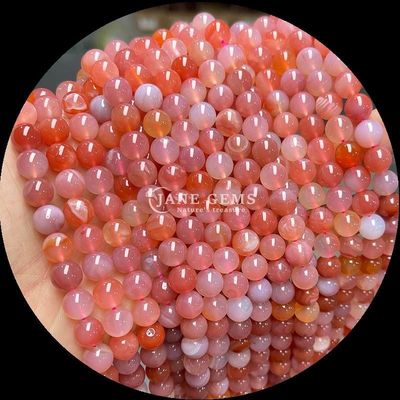Đồ trang sức DIY Làm hạt đá quý tự nhiên tròn 8mm trong agate Cherry và các sợi agate khác nhau cho vòng tai