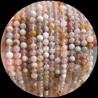 Đồ trang sức DIY Làm hạt đá quý tự nhiên tròn 8mm trong agate Cherry và các sợi agate khác nhau cho vòng tai
