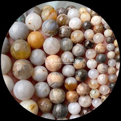 Hình dạng tròn 8mm hạt đá quý tự nhiên Various Agate Beads Carnelian Yellow Striped Agate Loose Bead Strand cho đồ trang sức DIY