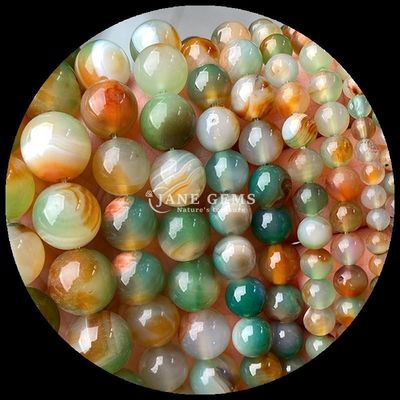 Hình dạng tròn 8mm hạt đá quý tự nhiên Various Agate Beads Carnelian Yellow Striped Agate Loose Bead Strand cho đồ trang sức DIY