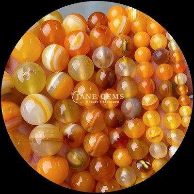 Hình dạng tròn 8mm hạt đá quý tự nhiên Various Agate Beads Carnelian Yellow Striped Agate Loose Bead Strand cho đồ trang sức DIY