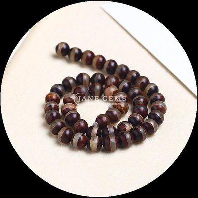 Tạo đồ trang sức DIY thiết yếu đa màu Tibetan Agate Beads Three Eyes Dzi Loose Bead Strands với kỹ thuật đánh bóng