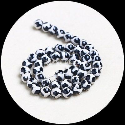 Tạo đồ trang sức DIY thiết yếu đa màu Tibetan Agate Beads Three Eyes Dzi Loose Bead Strands với kỹ thuật đánh bóng