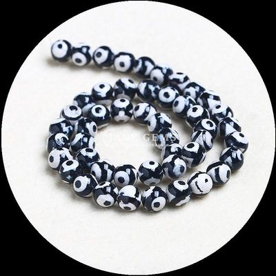 Hình dạng tròn Tibetan Agate Beads Loose Bead Strands cho làm đồ trang sức DIY