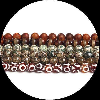 Hình dạng tròn Tibetan Agate Beads Loose Bead Strands cho làm đồ trang sức DIY