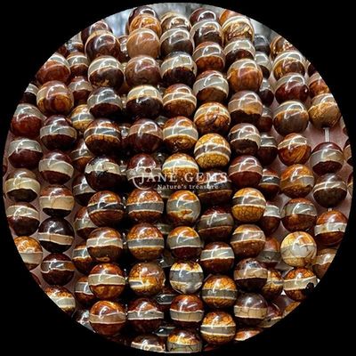 Hình dạng tròn Tibetan Agate Beads Loose Bead Strands cho làm đồ trang sức DIY
