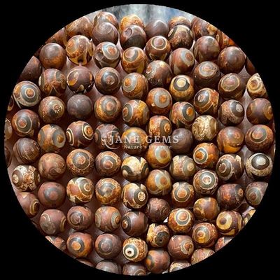 Hình dạng tròn Tibetan Agate Beads Loose Bead Strands cho làm đồ trang sức DIY