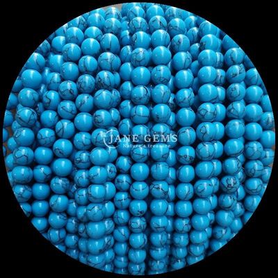 8mm Đá đốm đánh bóng hạt cho đồ trang sức làm đồ dùng, nhiều màu sắc màu ngọc lam lỏng