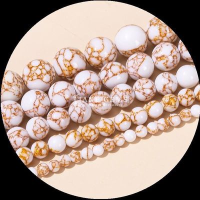 Màu sắc đa dạng hình tròn Ngọc trai Vòng vàng Đường màu ngọc trai Turquoise Loose Bead Strands cho món quà DIY