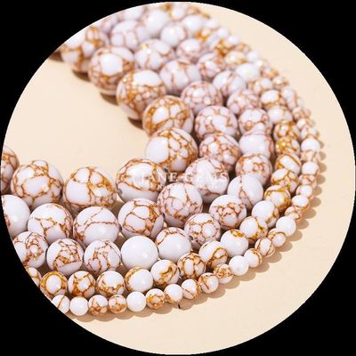 Màu sắc đa dạng hình tròn Ngọc trai Vòng vàng Đường màu ngọc trai Turquoise Loose Bead Strands cho món quà DIY
