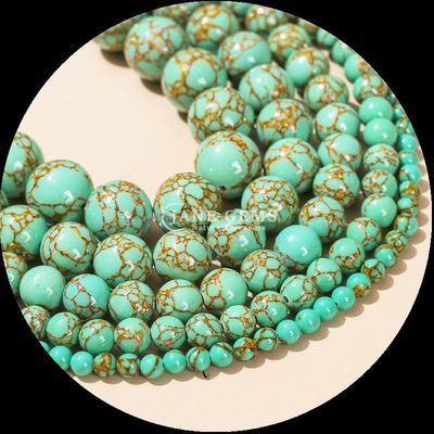 Màu sắc đa dạng hình tròn Ngọc trai Vòng vàng Đường màu ngọc trai Turquoise Loose Bead Strands cho món quà DIY