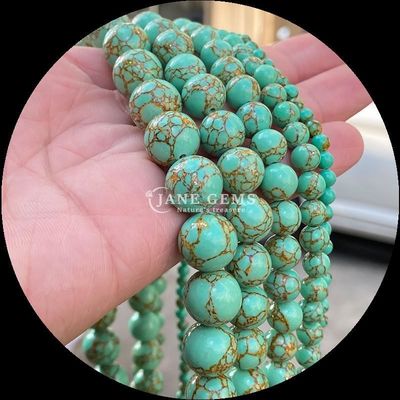 Màu sắc đa dạng hình tròn Ngọc trai Vòng vàng Đường màu ngọc trai Turquoise Loose Bead Strands cho món quà DIY