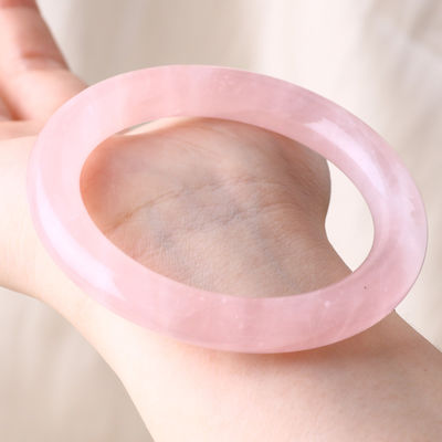 Đá tinh thể tự nhiên Đá bóng màu hồng Rose Quartz Bangle đồ trang sức tinh thể Cho quà sinh nhật