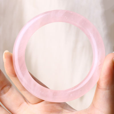 Đá tinh thể tự nhiên Đá bóng màu hồng Rose Quartz Bangle đồ trang sức tinh thể Cho quà sinh nhật