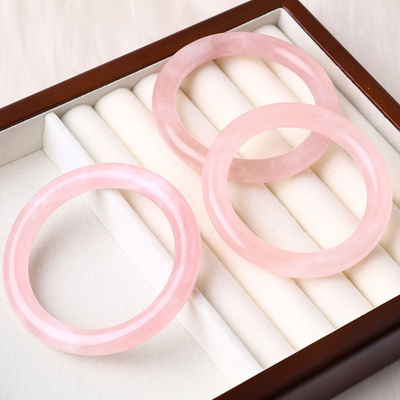 Đá tinh thể tự nhiên Đá bóng màu hồng Rose Quartz Bangle đồ trang sức tinh thể Cho quà sinh nhật