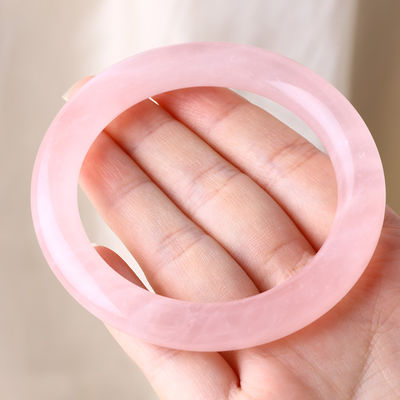 Đá tinh thể tự nhiên Đá bóng màu hồng Rose Quartz Bangle đồ trang sức tinh thể Cho quà sinh nhật