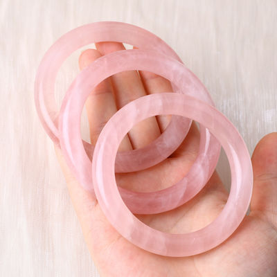 Đá tinh thể tự nhiên Đá bóng màu hồng Rose Quartz Bangle đồ trang sức tinh thể Cho quà sinh nhật