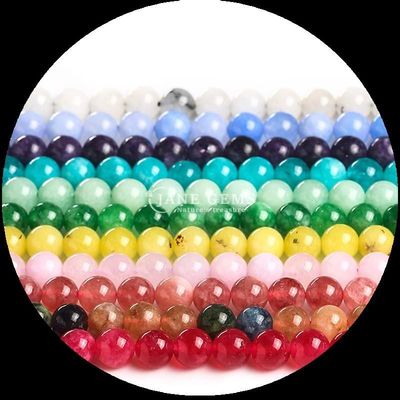 Đá quý hình tròn và nhiều màu sắc khác nhau Chalcedony Loose Bead Strands hoàn hảo cho đồ trang sức DIY