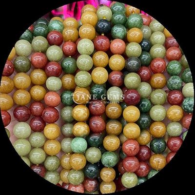 Đá quý hình tròn và nhiều màu sắc khác nhau Chalcedony Loose Bead Strands hoàn hảo cho đồ trang sức DIY
