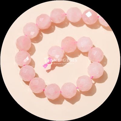 Đá quý hình dạng tròn hạt Rose Quartz tinh thể Quartz tròn mặt lỏng hạt cho bộ sưu tập đồ trang sức thanh lịch