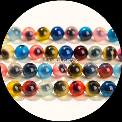 Đá quý tự nhiên nhiều dải Agate Frosted Round Agate Loose Bead Strands sự bổ sung hoàn hảo cho bộ sưu tập vòng cổ của bạn
