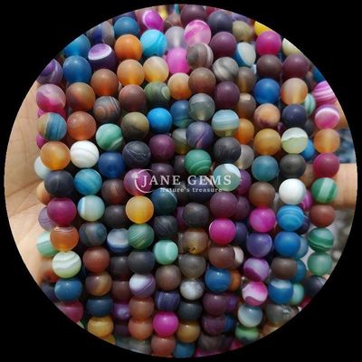 Đá quý tự nhiên nhiều dải Agate Frosted Round Agate Loose Bead Strands sự bổ sung hoàn hảo cho bộ sưu tập vòng cổ của bạn