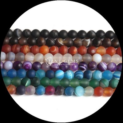 8mm Natural Gemstone Beads Gems Bead Various Banded Agate Frosted Loose Bead Strands cho các phụ kiện bằng ngọc thủ công