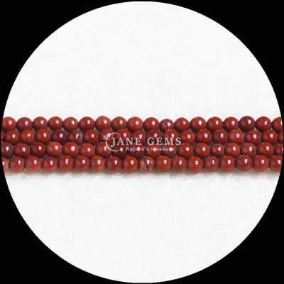 Đá đá quý tự nhiên làm lành tinh thể 8mm cắt tròn Đỏ Jasper Grannet Strands