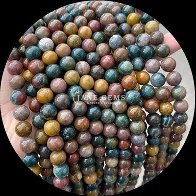 Hình dạng tròn đá quý hạt hoàn hảo cho vòng đeo tay Various loại đá Dragon máu Ấn Độ Agate lỏng tròn đá quý hạt dây