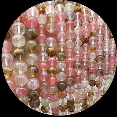Hình dạng tròn Ngọc quý hạt Ngọc quý tự nhiên Ngọc quý được đánh bóng Rhodonite Lòng đinh lỏng cho bộ sưu tập đồ trang sức tinh tế