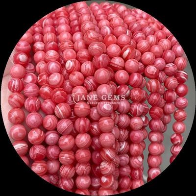 Hình dạng tròn Ngọc quý hạt Ngọc quý tự nhiên Ngọc quý được đánh bóng Rhodonite Lòng đinh lỏng cho bộ sưu tập đồ trang sức tinh tế
