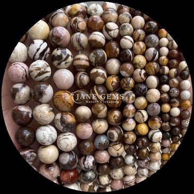 Đá quý cắt tròn Đá quý hạt Zebra Jasper Mahagony Obsidian Các loại khác nhau Đá chữa bệnh tinh thể Dây hạt lỏng cho phụ kiện thủ công