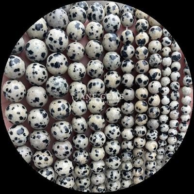 Kỹ thuật đánh bóng cắt tròn Ngọc quý hạt trong đá chữa bệnh tinh thể đa màu Đá Dalmatian Jasper đá dung nham Sợi hạt lỏng cho phụ kiện tóc có hạt