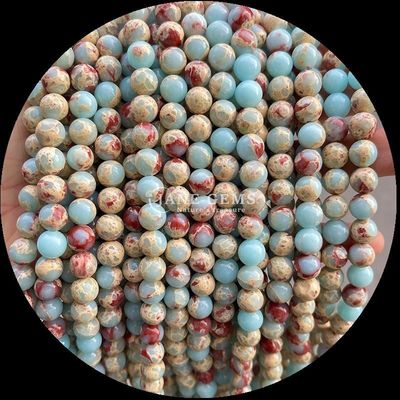 Kỹ thuật đánh bóng cắt tròn Ngọc quý hạt trong đá chữa bệnh tinh thể đa màu Đá Dalmatian Jasper đá dung nham Sợi hạt lỏng cho phụ kiện tóc có hạt