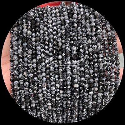 Ngọc thiên nhiên hạt đinh cắt tròn mặt pha tinh thể chữa bệnh Mini đá quý Moss Agate Snowflake Obsidian Various Loose Bead Strands lý tưởng cho phụ kiện thủ công
